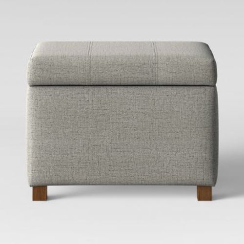Essex Single Storage Ottoman Gray - Threshold™: Upholstered Bench, Footrest, Wood Legs
