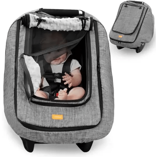 Waterproof Baby Car Seat Cover,Cold Weather Carseat Cover for Babies,Infant Car Seat Cover Canopy for Boy Girls,Windproof Car Seat Canopy for Boys & Girls, Keeps Babies Warm and Cozy(Grey)