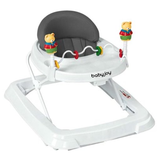 Kadyn Baby Learning Walker, Baby Walker, Baby Activity Walker,Height Adjustable Folding Baby Walker with High Back and Padded Seat- Gray