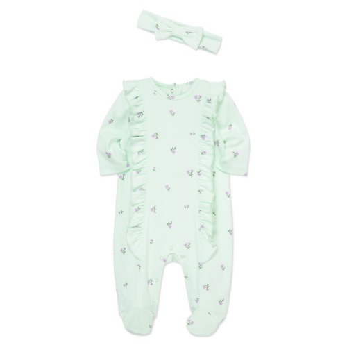 Sweet Rose Cotton Footie & Headband Set