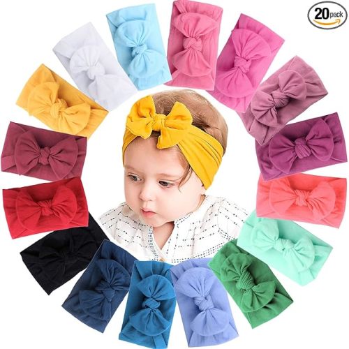 JOYOYO 16 Colors Soft Wide Turban Baby Headbands with 4.5 inches Hair Bow Headwraps for Baby Girls Infants Newborn Hair Accessories Toddlers Kids and Children