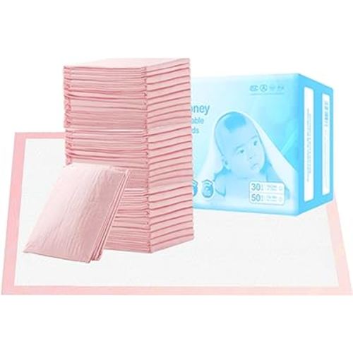 Disposable Changing Pads for Baby, 30 Pack Portable Diaper Changing Pad Liner, Baby Changing Pad Underpads Changing Table Pads Leak-Proof Breathable (Pink, 18x24 Inch)