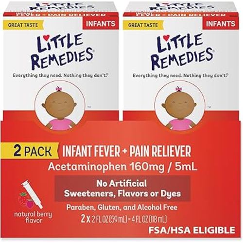 Little Remedies Infant Fever & Pain Reliever, Natural Berry Flavor, 2 Fl Oz (Pack of 2)