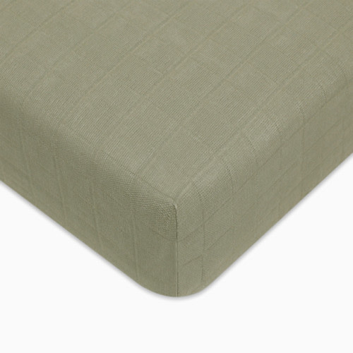 Crib Sheet in GOTS Certified Organic Muslin Cotton - Matcha