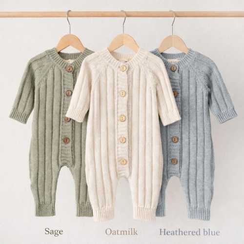 Baby Knit Jumper full buttoned newborn classic romper | MILO