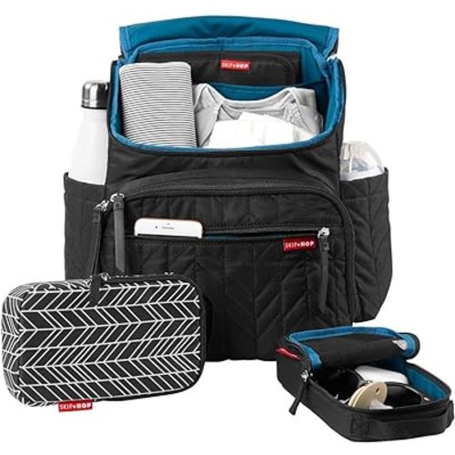Skip Hop Diaper Bag Backpack: Forma, Multi-Function Baby Travel Bag with Changing Pad & Stroller Attachment, Jet Black