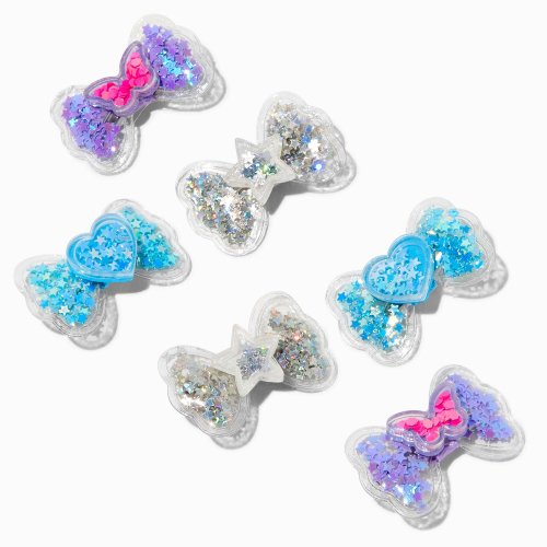 claire's club icon shaker bow hair clips - 6 pack