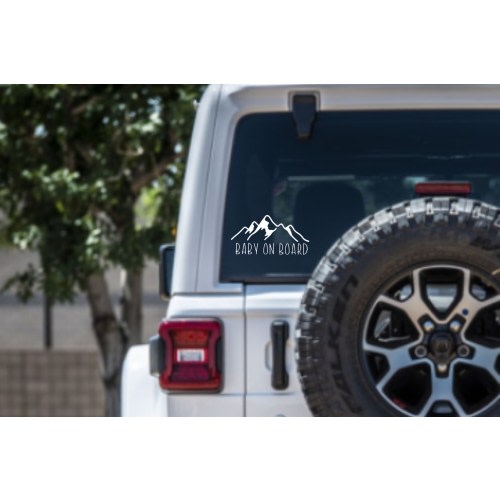 Baby on board Decal, Vinyl Decal, Car Decal, Car Sticker, Decal for Mom, New Mom Gift, baby shower gift, mountains, nature lover