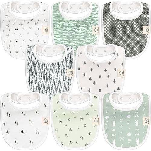 8-Pack Organic Baby Bibs for Boys, Girls - Soft Cotton Drooling and Teething Baby Bibs, Baby Girl Bibs, Baby Boy Bibs, Baby Drool Bibs for Baby Girl, Boy, Newborn Infant Bibs (Nordic)