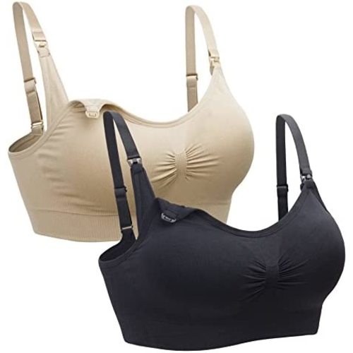 Suekaphin 2PACK Nursing Maternity Bra for Pregnancy Women Breastfeeding Comfortable Sleeping with Extenders