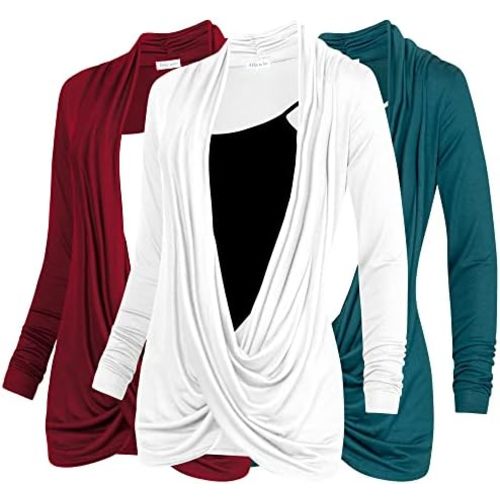 Free to Live 3 Pack Long Sleeve Nursing Tops Breastfeeding Shirts Cardigan Sweaters for Women Lightweight Postpartum Clothes