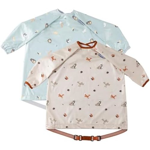 BIBaDO - Long Sleeve Baby Bibs - Babies & Toddlers 6-36 Months - Coverall Baby Led Weaning Bib - Easy Wipe, Soft & Waterproof
