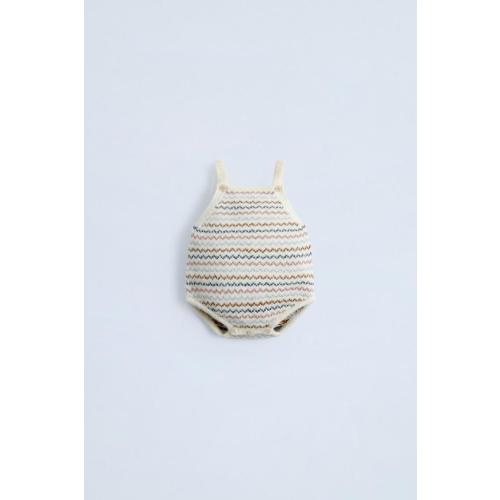 STRIPED KNIT JUMPSUIT - Ecru | ZARA United States