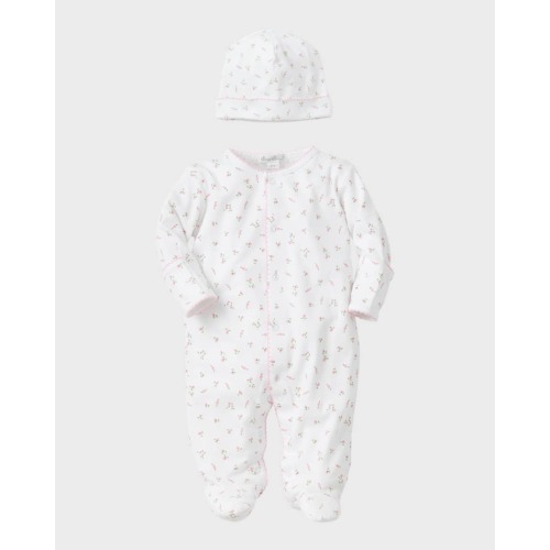 Girl's Garden Rose Footie & Hat Set, Size Premie-3M