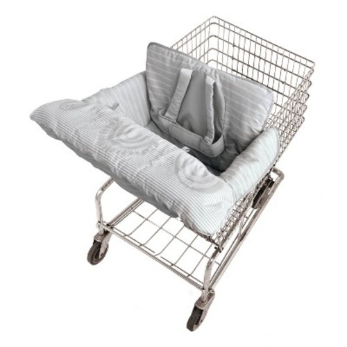 GoldBug Shopping Cart and Highchair Cover for Baby - Universal Fit Cart Cover - Gray Ticking Stripe