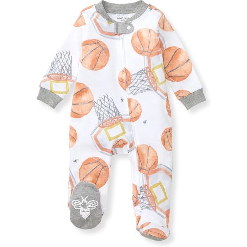 Burt's Bees Baby Boys' Sleep & Play PJs, 100% Organic Cotton One-Piece Zip Front Jumpsuit, Baby Boys Footie Pajamas & PJs