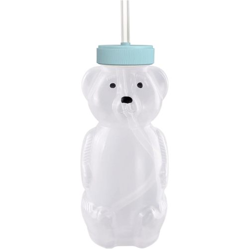 Honey Bear Straw Cups for Babies 1 pack, 8oz straw bear cup with improved safety lid design, honeybear baby cup straw, Leak-Proof & Food-Grade & BPA Free (AQUA)