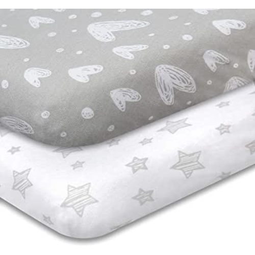 Travel Crib Sheets Compatible with Guava Lotus, Baby Bjorn, Dream on Me Travel Crib Light Playard, Soft Jersey Cotton Sheets for Travel Crib,Unisex, Boys & Girls (42" X 24"), 2 Pack