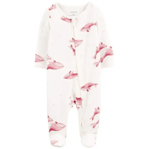 Baby Whale Print Zip-Up PurelySoft Sleep & Play Pajamas - Carter's | Carter's NB