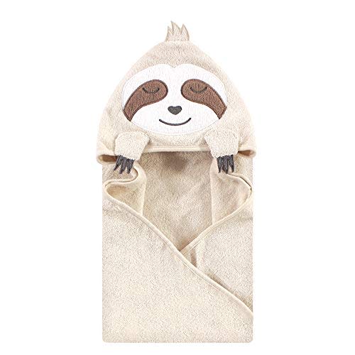 Hudson Baby Unisex Baby Cotton Animal Face Hooded Towel, Sloth, One Size