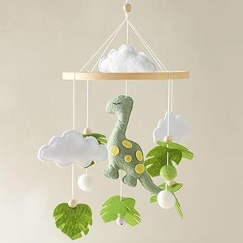 Baby Crib Mobile for Boys Girls, Boho Nursery Decor Mobile for Bassinet, Gender Neutral Mobile Crib Accessories for Infant Bedroom Hanging Newborn Gift - Dinosaur Diplodocus Nursery Mobile