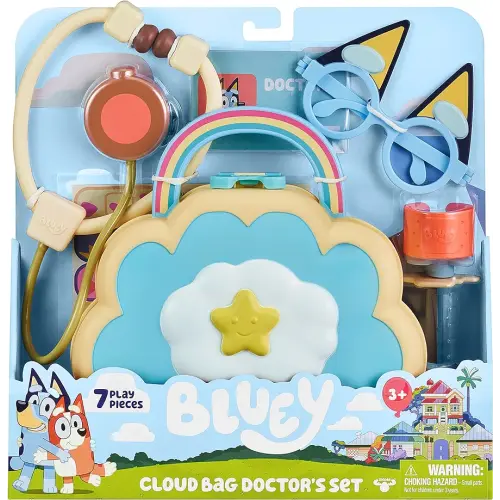 Bluey Cloud Bag , Doctor Check Up Set, Toy Playset with 7 Play Pieces