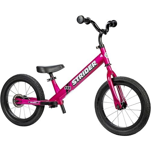 Strider 14x,- Balance Bike for Kids 3 to 6 Years - Includes Kid-Size Grips, Padded Seat, Performance Footrest & All-Purpose Tires - Easy Assembly & Adjustments