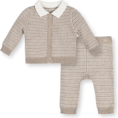 Baby Baby Organic Tweed Cardigan and Legging Set, Infant, 0-3M, Taupe Tweed Set