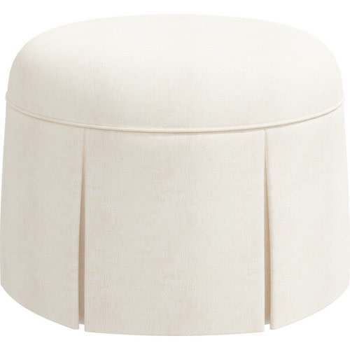 Beatrix Skirted Ottoman, White Linen
