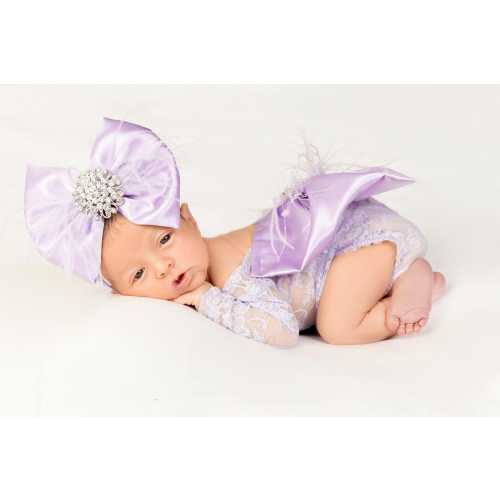 For NEWBORNS: Lavender Fields Feather Bow