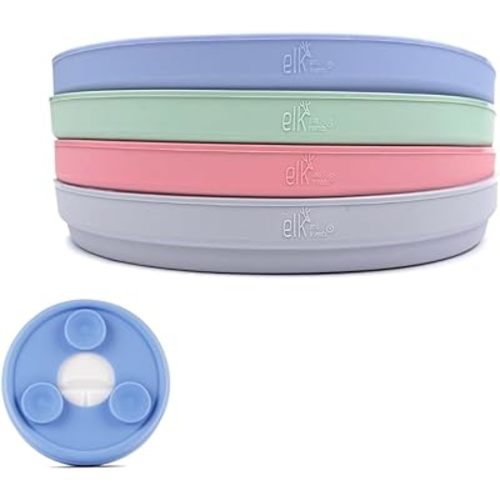 Elk and Friends Kids 6.7" Porcelain Plate Silicone Suction Sleeves | Microwave & Dishwasher Safe