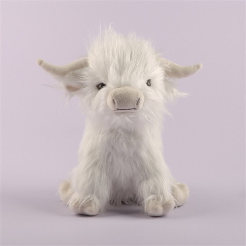 Reduced! JJHGVB Highland Cow White Stuffed Animal | Farm Toy with Sound | Soft Toy Gift for Kids | 9 Inches
