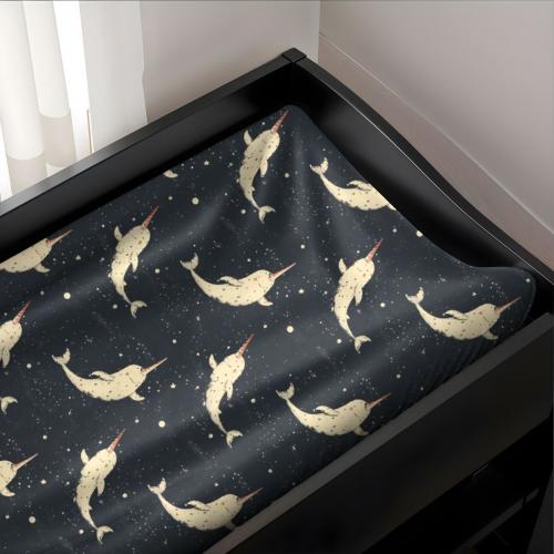 Changing Pad Cover, Narwhal Whales, Boys Nursery, Celestial Baby, Cute Baby Nursery Decor, Baby Shower Gift, Boy Girl Room, Simple Style