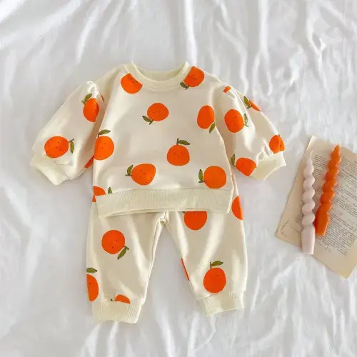 Baby Fruit Orange Lemon Sweatsuit 2 Pieces Set