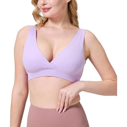 netdraw Buttery Soft Bamboo Viscose Nursing Sleep Bra, Seamless Crossover Wireless Breastfeeding Comfy Materinity Bralette