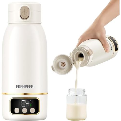 Portable Bottle Warmer for Travel, Formula Warmer On The Go, Milk Warmer for Breastmilk Water Soup, with Fast Heating, 17 OZ to Meet Your All-Day Needs, for Outdoor, Car, Journey