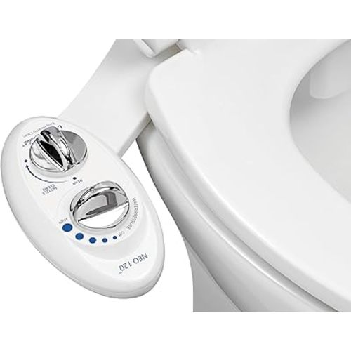 LUXE Bidet NEO 120 - Self-Cleaning Nozzle, Fresh Water Non-Electric Bidet Attachment for Toilet Seat, Adjustable Water Pressure, Rear Wash (White)