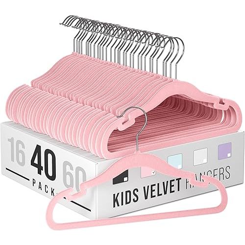 Velvet Baby Hangers for Clothes (40 Pack Pink)
