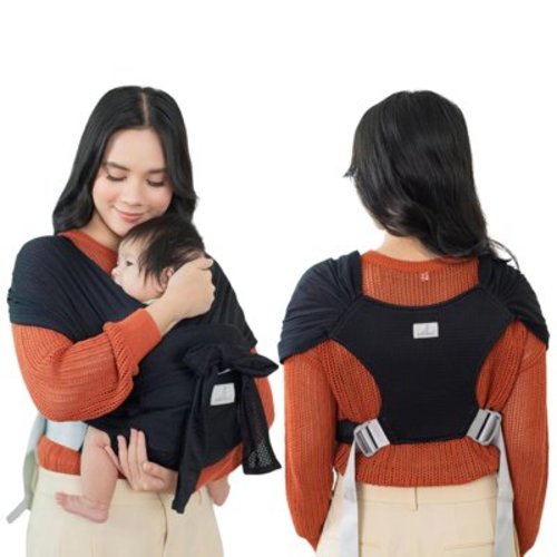 BabbleRoo Baby Sling Wrap Carrier - Comfortable, Breathable & Adjustable, Black