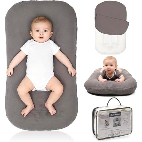 Baby Lounger - Snuggle Cozy Me Infant Lounger for Newborns | Breathable & Soft, Portable Awake-Time Pad, Essential Baby Gift (Lounger Cover Included)