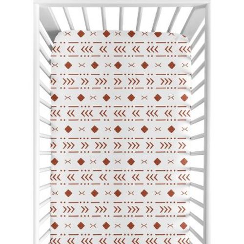 Sweet Jojo Designs Boy or Girl Gender Neutral Unisex Baby Fitted Crib Sheet Boho White and Orange