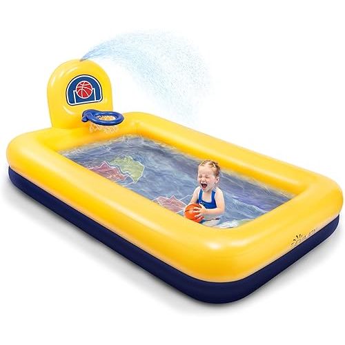 Kiddie Pool, Evajoy Inflatable Kids Pool, Summer Water Party Inflatable Pool for Backyard & Garden 90 * 55 * 35 inch