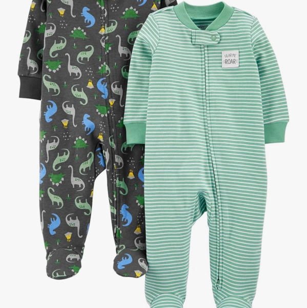 Simple Joys by Carter's baby-boys 2-way Zip Thermal Footed Sleep and Play, Pack of 2