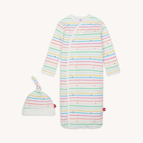 rainbow road organic cotton magnetic cozy sleeper gown + hat set – Magnetic Me