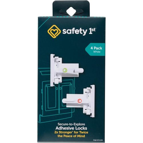 Safety 1st - Secure-to-Explore Adhesive Cabinet Locks Baby Proofing, Child Locks for Cabinets and Drawers (4 Locks), White