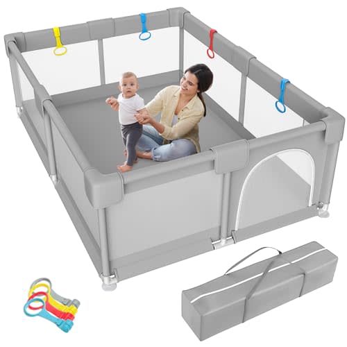 Baby Playpen, 71"x59" Extra Large Playpen for Babies and Toddlers Baby Playards with Zipper Gate, Safety Baby Play Pen with Soft Breathable Mesh Indoor & Outdoor Kids Activity Center