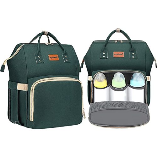 KUWANI Diaper Bag Backpack, Multifunction Travel Baby Changing Bag for Dad/Mom, Large Unisex Diaper Backpack, Waterproof Diaper Bag with Stroller Straps, Baby Registry Search(Green)