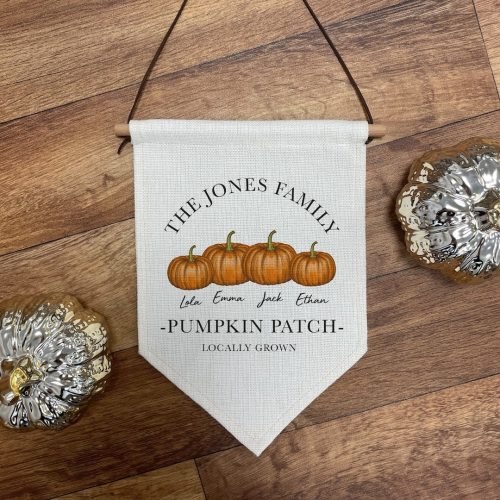 Personalised Pumpkin Patch Flag - Family Halloween Sign - Halloween Decor - Personalised Halloween Gifts - Halloween Decorations - Pumpkins