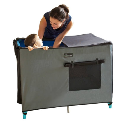 SnoozeShade Pack n Play & Travel Crib Blackout Cover | Blackout Crib Cover & Pack and Play Black Out Cover | Mom-Invented Safety Tested with Optimal Airflow