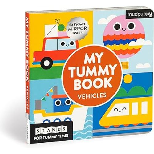My Tummy Book Vehicles: High-Contrast Fold-Out Book That Stands for Tummy Time, Baby-Safe Mirror Inside!